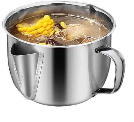 Oil Fat Separator, 1000ml Gravy Oil Soup Separator Pot Stainless Steel Oil Filter Grease Strainer Bowl for Kitchen Cooking