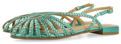 GIOSEPPO Mules Pelle Intrecciata Hingham, Acquamarina, 39 EU