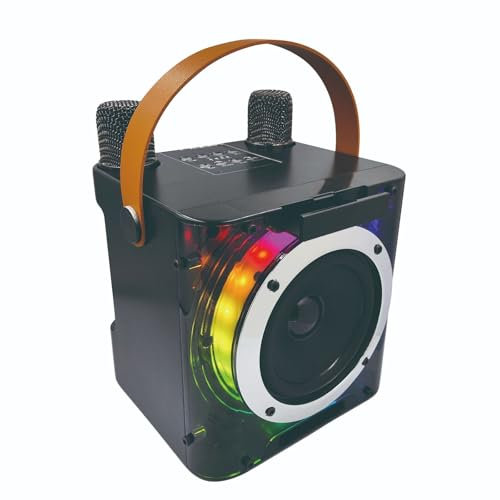 Solinder karaoke machine Karaoke Machine with 2 Wireless Microphones BT Microphone and Speaker KTV Set with RGB Light Effects Handheld Mic Lightweight Portable Karaoke System Gifts for Birthday Home P