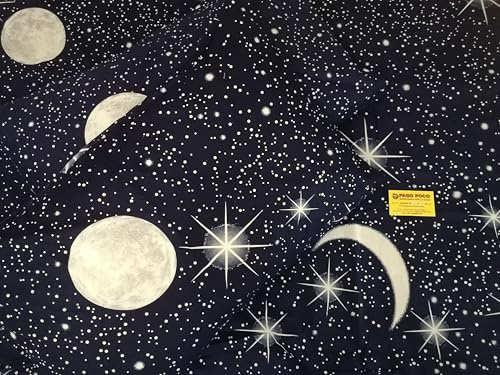 Pago Poco Completo Letto Matrimoniale Sfondo BLU..In 100% Flanella Cotone Fantasia LUNA STELLE SPAZIO..Lenzuolo piano 240x290cm.Sotto con angoli 180x200+23..2 Federe 52x82cm. !! (Matrimoniale)