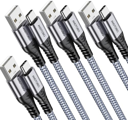 Cavo USB A a USB C 3.1A, [4Pezzi 0,5M+1M+2M+3Metri] Cavo USB Type C Ricarica Rapida Cordone di Ricarica Intrecciato Per iPhone 16/15 Plus Pro Max, Samsung S21 S22 S23+ S23 Ultra S20 S10 S9