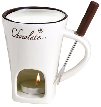 Generisk smör uppvärmning fondue-gaffel, choklad-varm-pot-smältkopp, varm kruka keramisk smältkopp choklad fondue-kopp, smörvärmare, smältburk med gaffel för ost och karamell