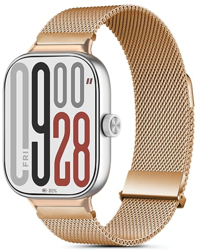 CHANRASI Metallarmband kompatibelt med Xiaomi Redmi Watch 5/Xiaomi Redmi Watch 4 Damarmband, dubbla magnetiska armband för Xiaomi mi band 9 Pro/Xiaomi mi band 8 Pro Roséguld
