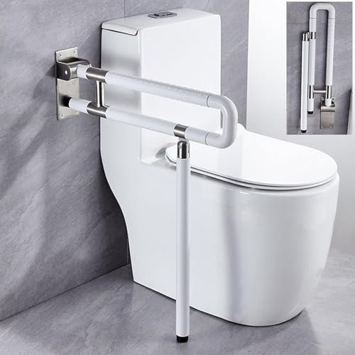 Mixtric Toiletten Haltegriff, Griff Für Balance-Handlauf, Wandstützgriff Zum Zusammenklappen, Duschhilfe, Haltegriff Für Badewanne, Für Ältere Menschen, Behinderte,Weiß,60cm