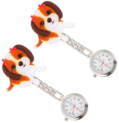 VALICLUD Cartoon Hund Taschenuhr 3.94X1.89X0.39 Zoll Leichte Hängende Uhr Mit Clip Für Ärzte Krankenschwestern Praktisch Und Lustig