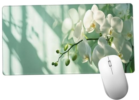 Verde Alfombrilla Ratón 1400x600x3mm Alfombrilla Raton XXL con Base de Goma Antideslizante, Lavable, Accesorios Gaming Phalaenopsis, Ordenador Gamer Regalos, Mouse Pad Gaming Mejora La Velocida Y1448