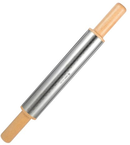 HOMOBABE Mattarello Acciaio Inossidabile e Legno Di Faggio Con Scala Utensile Da Cucina Versatile Per Impasti Pasta e Dolci Facile Da Pulire e Maneggiare Per Uso Domestico