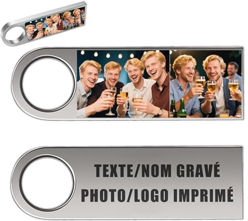 Clé USB Personnalisée - Texte Nom Gravé & Photo Logo Imprimé, Cle USB 32Go / 64Go / 128Go, Mini Clé USB 2.0, Lecture Rapide et Forte Compatibilité, 9 Styles au Choix (Style 1, 32.0, GB)
