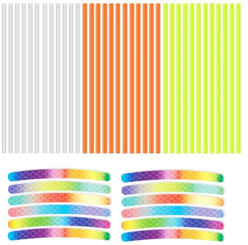 GGUFAY Lot de 56 réflecteurs de rayons de vélo avec 20 réflecteurs autocollants,Rayon Vélo Lumineux 75mm,Réflecteurs de vision à 360°,pour Vélo Poussette VTT