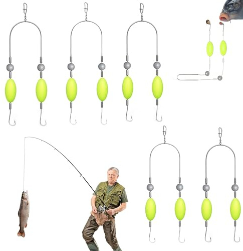 LIUYIDM 5 Pezzi Double Hook Reverse Bottom Rig, Ami da Pesca, Pesca Accessori, Attrezzatura da Pesca, Gancio Split Resistente ai Ganci, Esca da Pesca per,Adatto a Principianti E Amatori (8#)