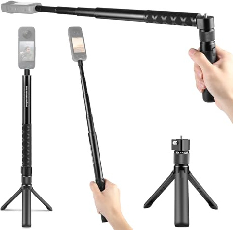 PULUZ Insta 360 Bullet Time Selfie-Stick-Set für Insta360 X3 X4 X5 ONE X2, 114 cm unsichtbares Selfie-Stick-Einbeinstativ & Mini-Stativ für Kamera mit Dual-1/4-Schrauben für GoPro Hero 12 11 10 8 7 6