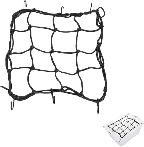 JUGUTA Rete Bagagliaio Auto, Rete Elastica Bagagliaio, Rete Portabagagli Per Auto, Rete Bagagliaio Dimensioni 30X30Cm Con 6 Ganci Grandi, Il Bordo Elastico Tiene I Carichi Più Stretti