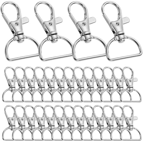30 Pezzi Portachiavi Moschettone Girevole con D Ring,Larghezza Interna 20mm