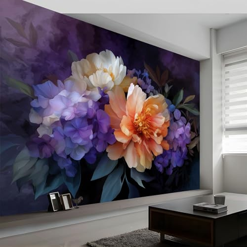 3D Carta da Parati Piante Acquerelli Peonie Fiori, Pittura Murale Foto Stile Pittura A Olio Murale Poster Soggiorno Camera Da Letto Sfondo Parete Camera dei Bambini Ufficio Casa 250 x 175 cm (L x A)