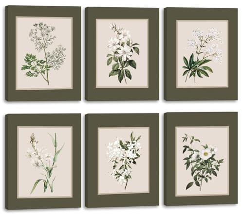 TOARTi Grün Poster Retro Leinwand Bilder Natur Wanddeko Pflanzen Poster Set Böhmen Leinwand Wandbilder für Wohnzimmer Schlafzimmer Küche Deko,6er Set 20x25cm