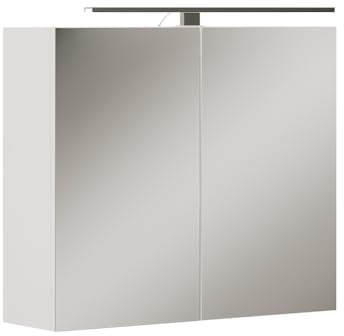 Vicco Badspiegelschrank Lavio, Weiß, 70 x 60 cm | mit LED-Beleuchtung, mit integrierter Ablagefläche und LED-Beleuchtung