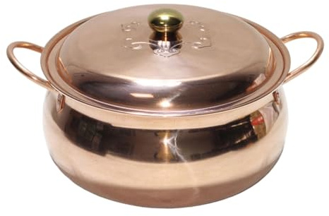 yeraa Casserole en Cuivre Épais à Double Anse, Compatible avec Les Plaques à Induction et Dotée d'un Fond Composite.