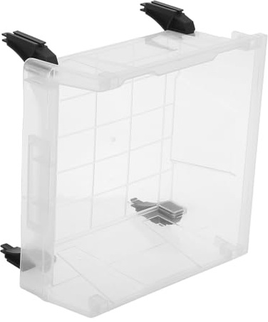 HOMSFOU Caja de Clasificación de Plástico Transparente PP 4 Patas Organizador Multiusos Portátil para Piezas y Herramientas Contenedor Resistente para Taller Escritorio y