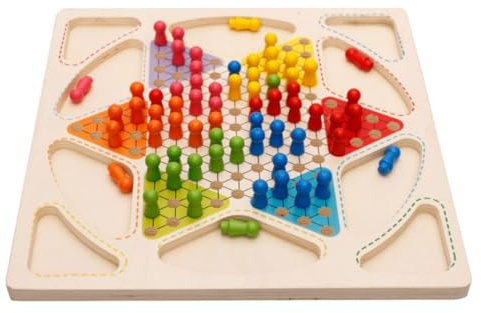 Dama cinese in legno Gioco da tavolo 2 in 1 Dama cinese Giochi da tavolo per famiglie per bambini e adulti