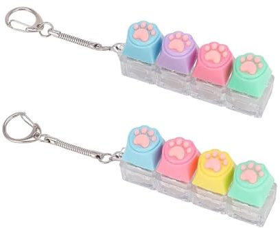 2 Pcs Keyboard Fidget Toys, 4-Button Clickers With Cat Paw Keycaps | Clicky Fidget Toy Keychains for Adults, Suitable as Portable Sensory Accessories, Desk Toys or Small Novelty Gifts