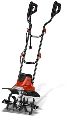 Monucep Bodenfräse elektrisch 1050W, Kompakte Gartenfräse 36 cm Arbeitsbreite,22 cm Arbeitstiefe elektrische Bodenhacke Motorhacke,16 Messer zum Boden auflockern,Für Garten, Rasen und Beet