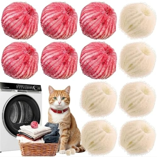 Pet Hair Remover for Laundry, 12 Pcs Pet Hair Remover Washing Machine, Reusable Laundry Balls to Remove Dog and Cat Fur, Efficient Washing Machine Hairs Catcher, Gentle Fabric Care Accessory