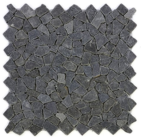DIVERO 4 Fliesenmatten Naturstein Mosaik aus Andesit für Wand und Boden schwarz á 49 x 49 cm