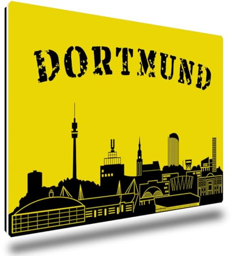 Kühlschrankmagnet Dortmund mit Spruch Stadt Skyline Motiv Deko Magnet Sprüche Geschenk lustig für Fußballer Kühlschrank Magnettafel Stark Schwarz Gelb