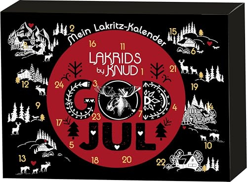 Lakrids Knud | Lakritz Adventskalender Lakritze 520g - 24 verschiedene Lakritz Sorten - mit Schokolade - süße und salzige - 2025 Edition - in nachhaltiger Verpackung
