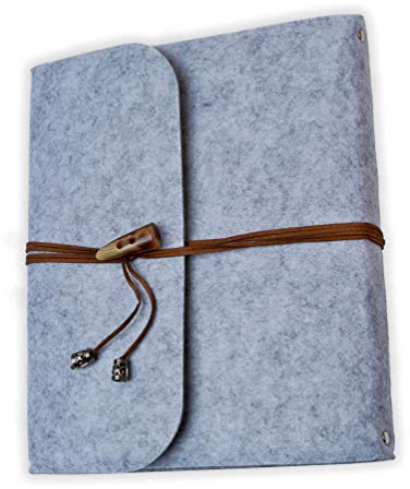 Danzetta Fotoalbum aus Filz Hellgrau 24 x 28 cm mit 30 Foto Einlageblättern, 60 Seiten zum selbst gestalten, Hochzeit Album DIY Familienfoto Fotobuch zum Einkleben