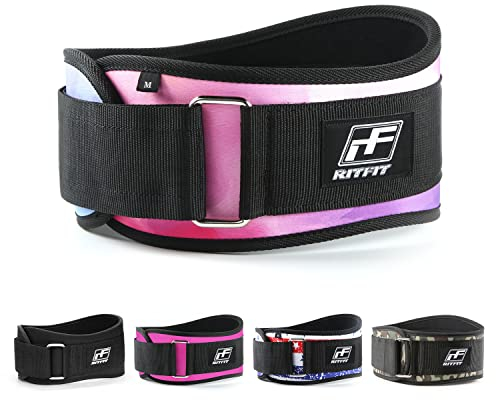 RITFIT Gewichthebergürtel – 15,2 cm Feste und Bequeme Rückenstütze, ideal für Workouts im Fitnessstudio, Gewichtheben oder Crossfit. Leicht verstellbar, Pink/Rot, Galaxy, S(28-32'')