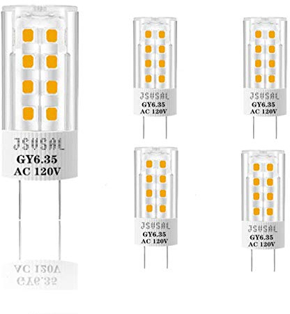 JSVSAL 4-Pack,Non-Dimmable JCD GY6.35 LED Light Bulb,AC 120V 4W,Natrual White 4000K 420 Lumen,360° Beam Angle, 35W Equivalent, G6.35/GY6.35 Halogen/Xenon/Incandescent Replacement Bulb