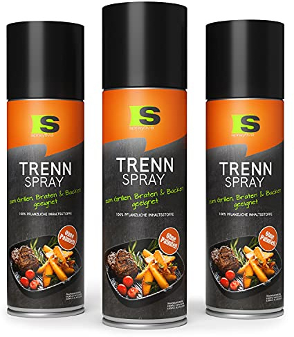 Spraytive 3 x 400ml Trennspray - BBQ Grillspray Fettspray - 100% pflanzlich | Fetttrennspray für Gasgrills + Gusseisen, Non-Stick Grill Spray - Antihaftspray Backtrennspray - Ölspray ohne Palmfett