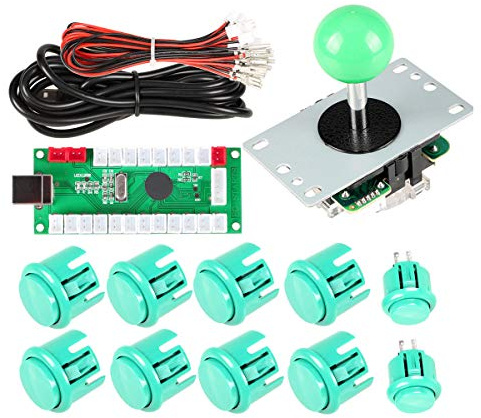 EG STARTS 1 Spieler Arcade DIY Kit USB-Encoder zu PC Arcade Joystick-Tasten für USB MAME PC-Spiel DIY & Raspberry Pi Retro Controller Teile (Grün)