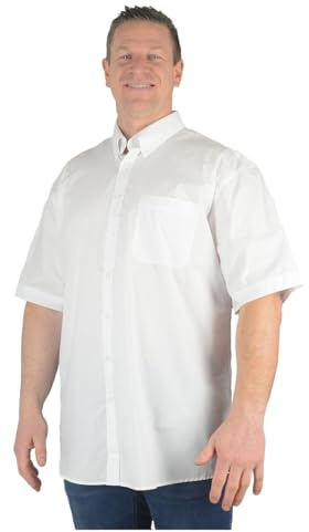 Espionage Big Mens White Markham Short Sleeve Plain Shirt Casual Office Business Long for Sizes 2XL 3XL 4XL 5XL 6XL 7XL 8XL, Size : 5XL