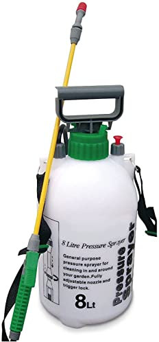 Uk Top Shop 8 Litre Pump Action Pressure Sprayer With Pressure Release Valve, Pump Action Pressure Sprayer Ideal With Pesticides, Insecticides, Fungicides
