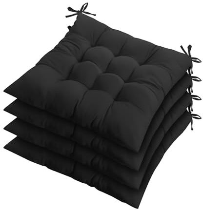 ZZZMRH Chair Cushions Pack of 2 Seat Pads for Dining Chairs, Garden Chair Cushions Tie On_9 Stitch_Black Indoor/Outdoor Seat Cushions Comfortable Chair Pads for Kitchen Seat Pads 9 stitch cushions