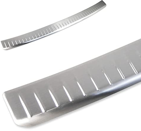 CHROMEMASTER - Ladekantenschutz Stoßstangenschutz - Kompatibel mit VW T5 Caravelle 2003-2015 | Gebürsteter Edelstahl, Silber matt - Lackschutzleiste Sichert den Heckstoßfänger vor Kratzern