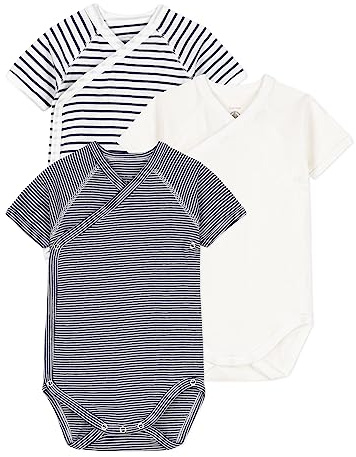 Petit Bateau A097H, Body neonato manica corta Unisex - Bimbi 0-24, Variante 1, 3 mesi