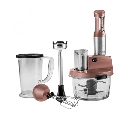 Karaca Mastermaid - Robot da cucina in vetro d'acciaio, 2500 W, colore: oro rosa