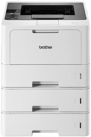 Brother HL-L5210DNTT Laserdrucker schwarz weiß (A4, 48 Seiten/Min., 1.200x1.200 DPI, LAN, Duplex, 3x250 Blatt Papierkassetten) weiß/grau