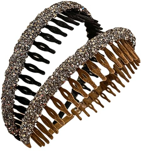 scicent Braut Haarschmuck 2 Stück Haarreif mit Kamm Zähne Kamm Stirnbänder Samt Kunststoff Haarreifen Stirnband Kopfband mit Zähnen für Damen Mädchen - 11