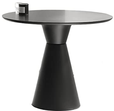 Kaffee-Endtisch Moderner runder Esstisch, 23,6-Zoll-Couchtisch, Esstisch, Küchentisch mit MDF-Platte und Stahlsockel, Bar-Terrassen-Bistrotisch for Küche, Esszimmer, Schlafzimmer, Wohnzimmer Beistellt