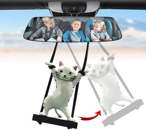 Yueser Wackelfigur Auto, Schaukel Katze Auto Innenraum Deko Wackelkopf Figur Auto Autodeko Autospiegel Anhänger Hängezubehör Auto Anhänger für Spiegel Lustig Duftbaum Auto Personalisiert Autoanhänger