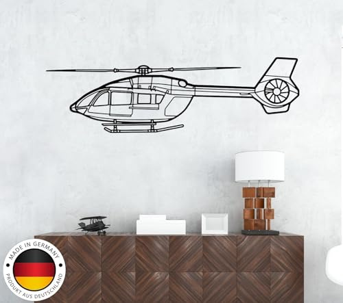 H145 Flugzeugsilhouette, Flugzeug-Metalldekor, Wandkunst aus Metall (Größe: 31 / 80 cm)