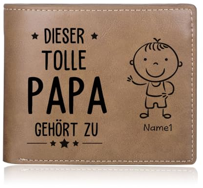 kaululu Personalisierte Geldbörse Herren mit Gravur Namen Mini Portemonnaie Herren Leder Kreditkartenetui RFID Schutz Personalisierte Geschenke Männer Vatertagsgeschenk Jahrestag Geschenk (B-1 Name)