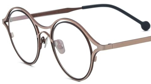 Runda glasögonbågar Transparenta linser Damglasögonbågar Retro herrglasögonbågar Titanium Reseglasögonbågar