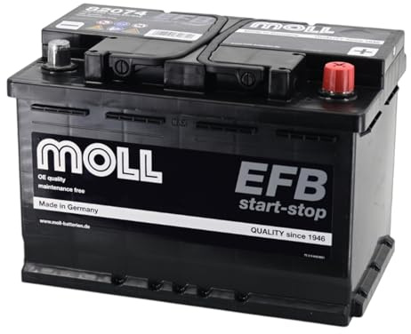 MOLL EFB 82074 Starterbatterie, Start-Stop-System, 12V 74Ah, 720A (EN), 19,90 kg, Made in Germany
