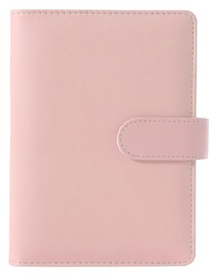A5 Ordner 6 Lock PU-Leder Abdeckung Ringbuch (Innenpapier Nicht Enthalten), Nachfüllbar Budget Ordner für Reisearbeit und Organizer (Rosa)