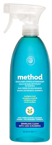 method Badezimmerreiniger Spray, entfernt Seifenreste und Kalkablagerungen, kraftvoller Reiniger mit frischem Duft, 1 x 828 ml